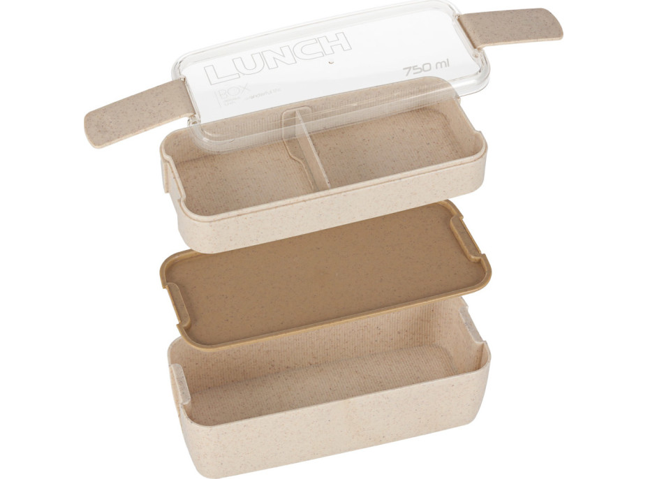 Olovrantový box s priehradkami 750 ml - béžový