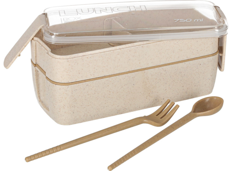 Olovrantový box s priehradkami 750 ml - béžový