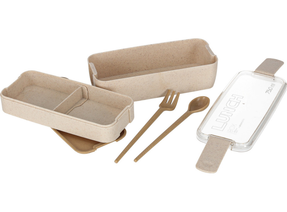 Olovrantový box s priehradkami 750 ml - béžový