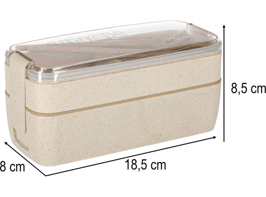 Olovrantový box s priehradkami 750 ml - béžový