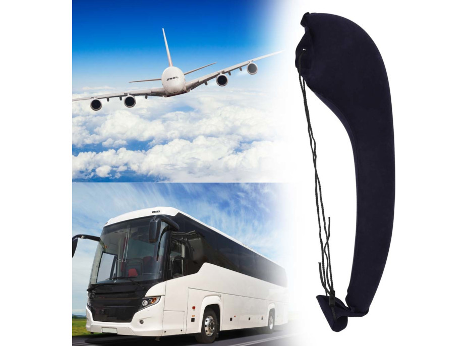 Nafukovací bočný cestovný vankúš na rameno - tmavomodrý