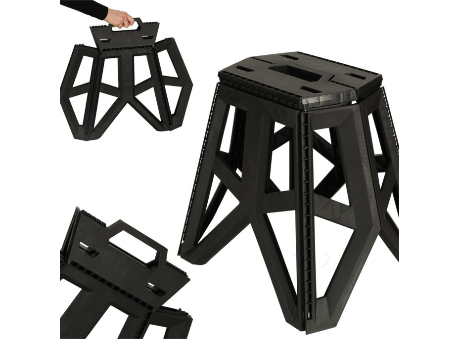 Skladacia turistická stolička 39,5 cm - čierna