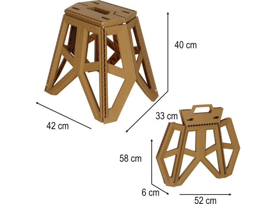Skladacia turistická stolička 39,5 cm - béžová