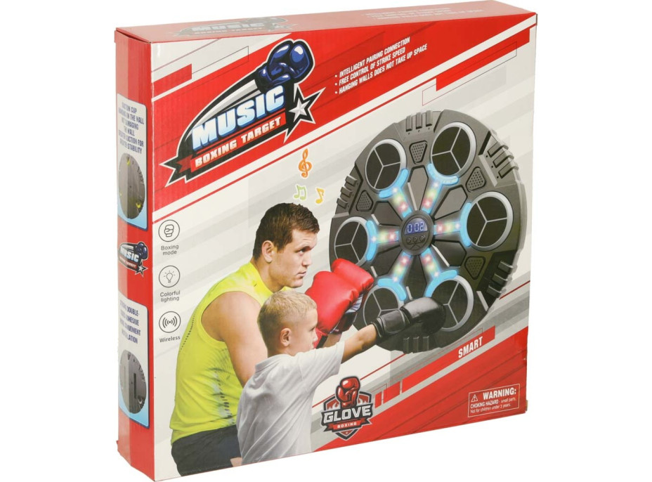 Boxerský nástenný trenažér KX3009 s Bluetooth, LED a USB + rukavice