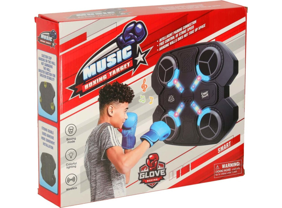 Boxerský nástenný trenažér KX3008 s Bluetooth, LED a USB + rukavice