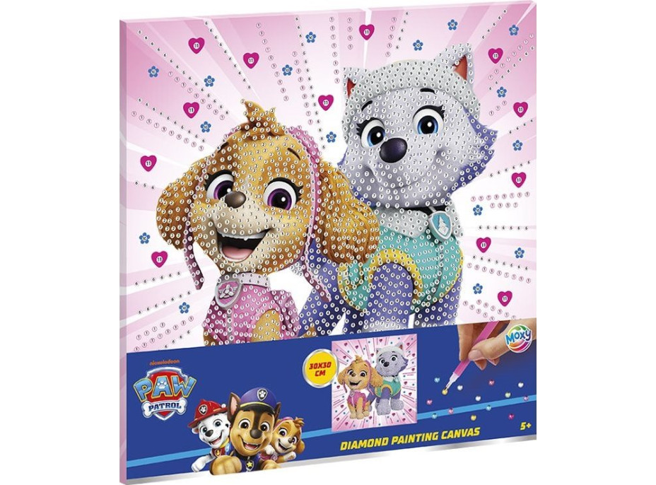 MOXY Diamantové maľovanie na plátne Tlapková patrola 30x30 cm