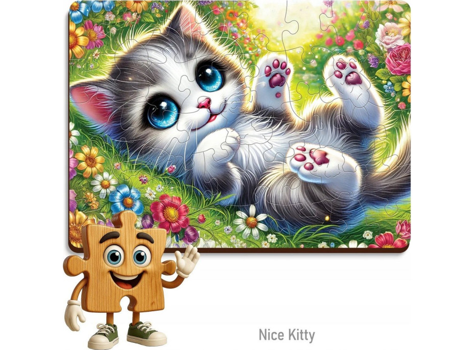 WOODEN CITY Drevené puzzle Roztomilé mačiatko 40 dielikov