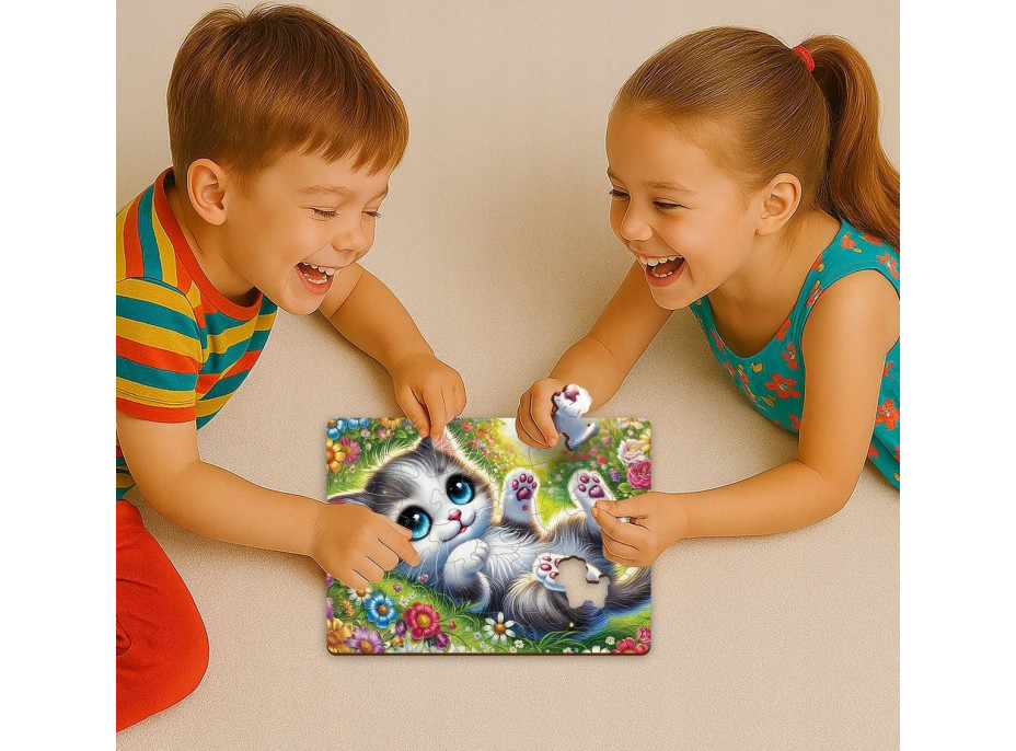 WOODEN CITY Drevené puzzle Roztomilé mačiatko 40 dielikov