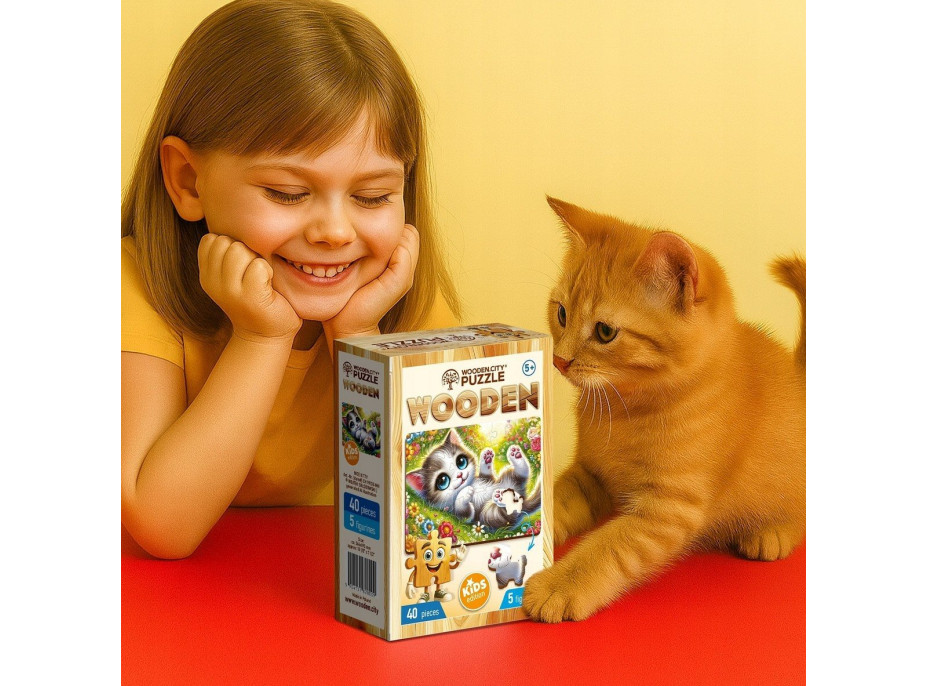 WOODEN CITY Drevené puzzle Roztomilé mačiatko 40 dielikov