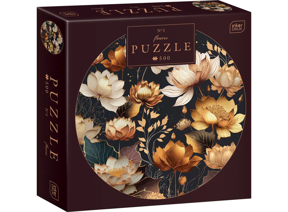 INTERDRUK Okrúhle puzzle Flowers: Zlaté kvety 500 dielikov
