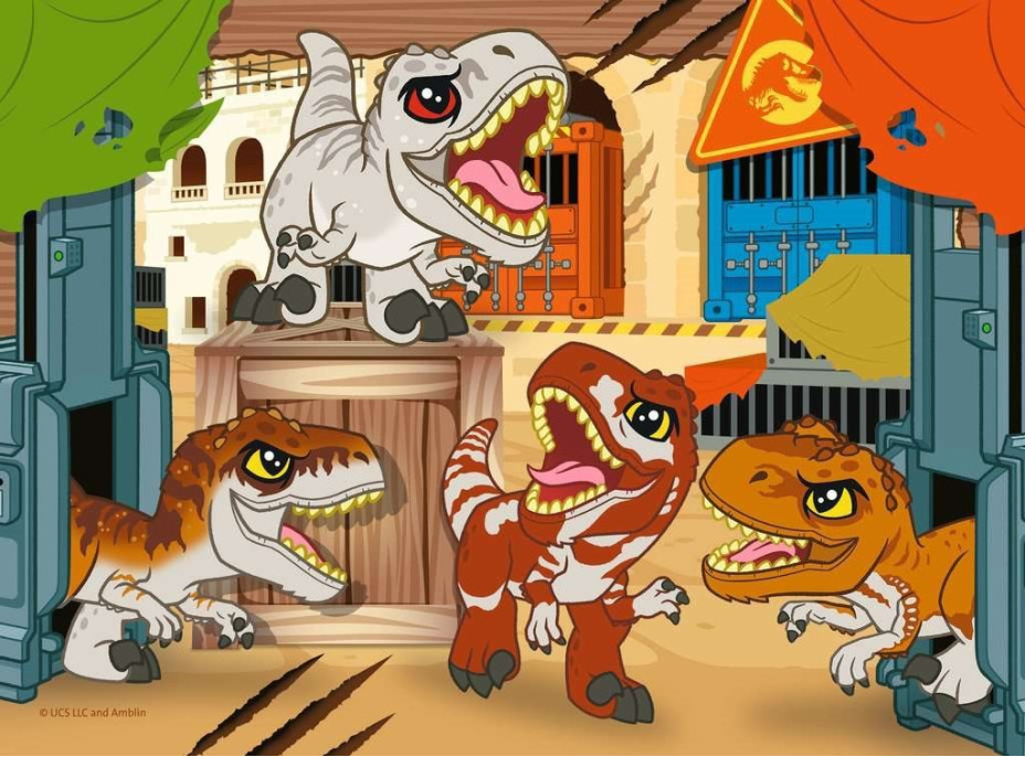 RAVENSBURGER Puzzle Jurský svet: Objavitelia 4v1 (12,16,20,24 dielikov)