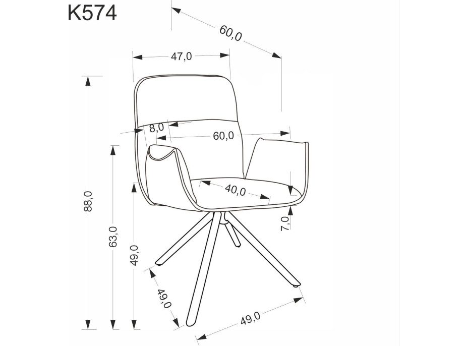 Jedálenská otočná stolička K574 - tmavo béžová