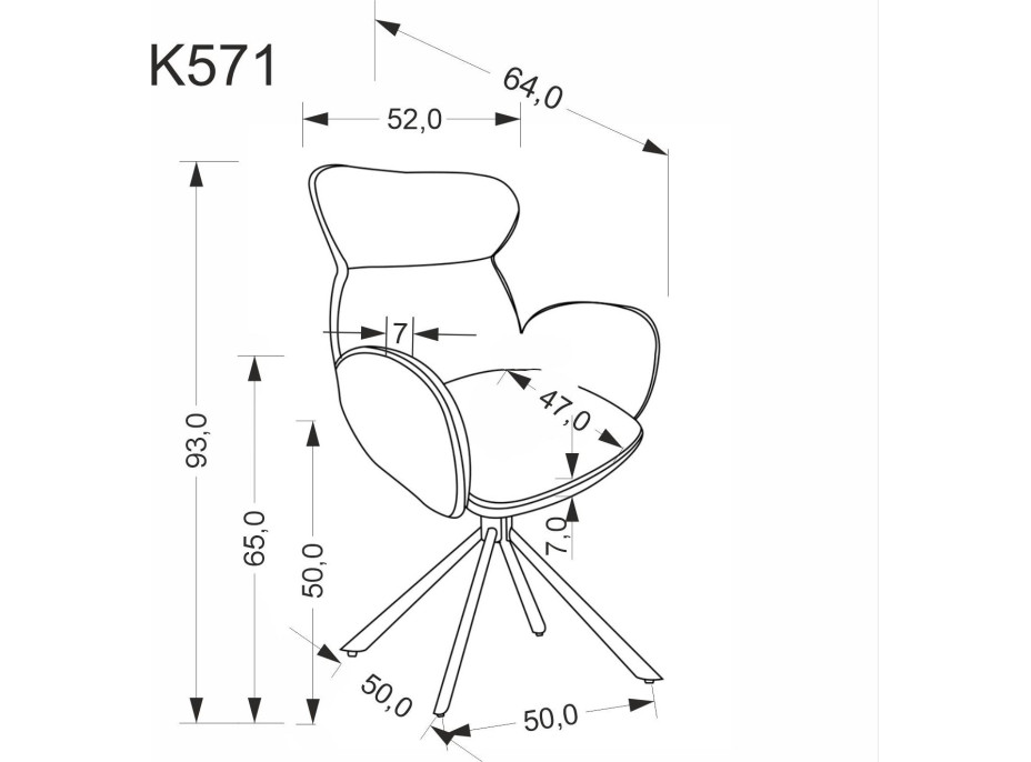 Jedálenská otočná stolička K571 - škoricovo hnedá