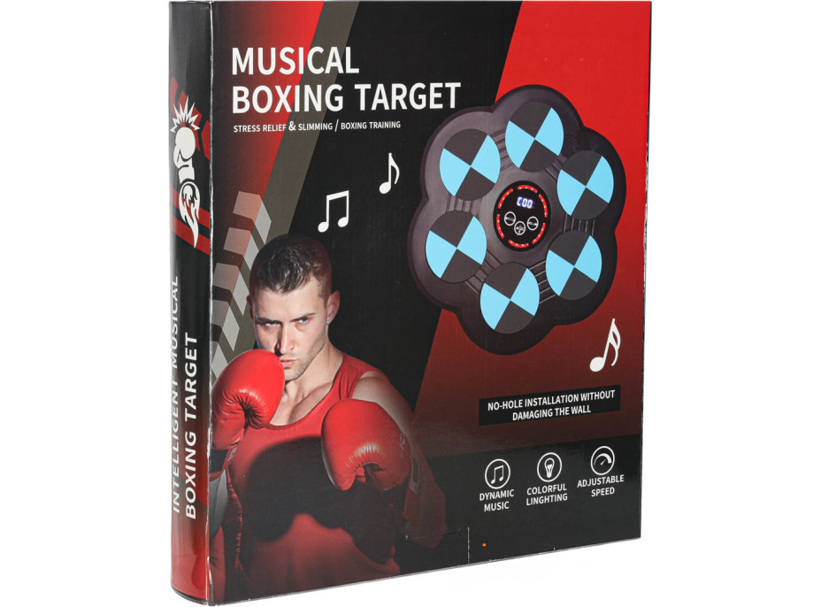 Boxerský nástenný trenažér KX3007 s hudbou, LED a USB + rukavice