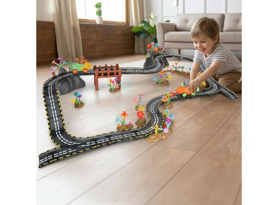 Magnetická závodná dráha - 2 svietiace vozidlá - 310 prvkov
