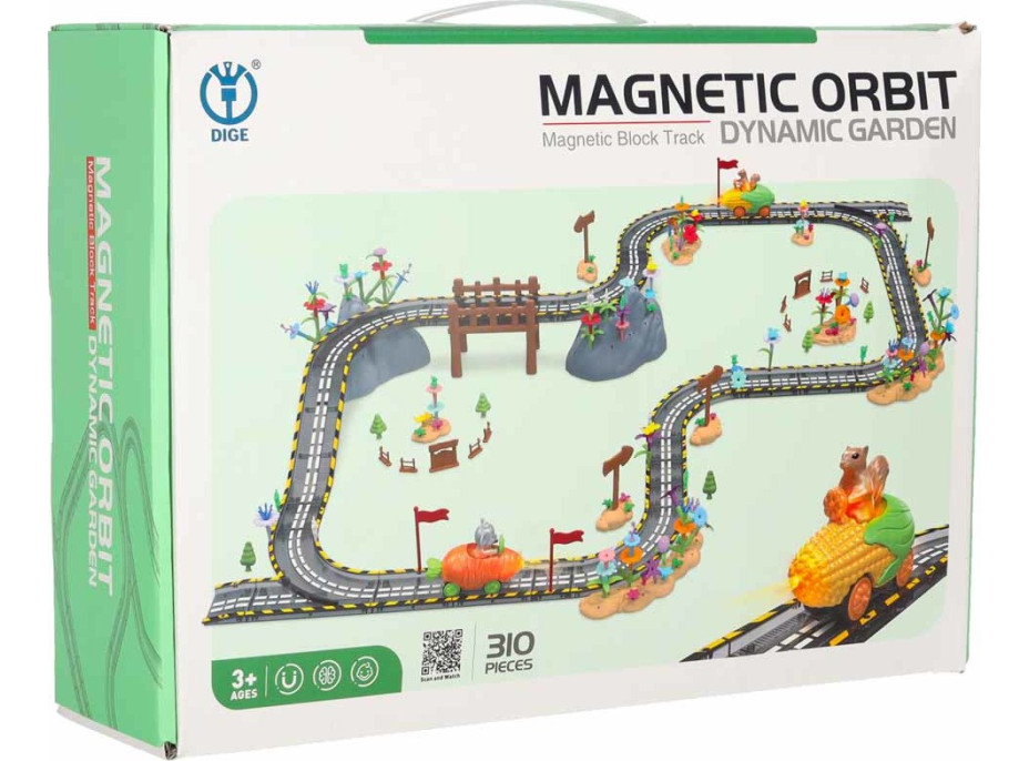 Magnetická závodná dráha - 2 svietiace vozidlá - 310 prvkov