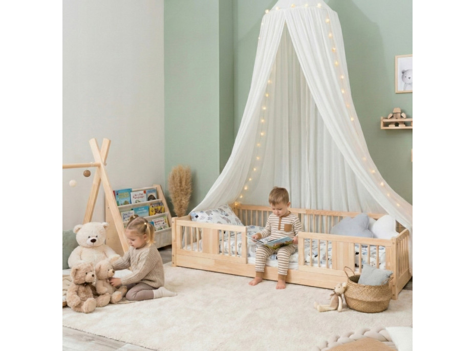 Detská Montessori posteľ z masívu borovice LUNA - 160x80 cm
