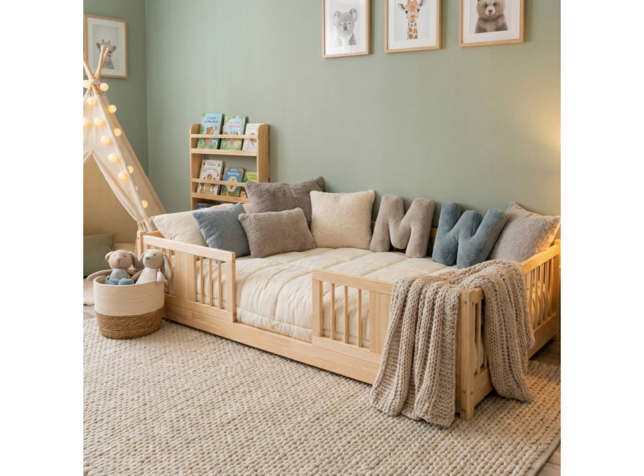 Detská Montessori posteľ z masívu borovice LUNA - 160x80 cm