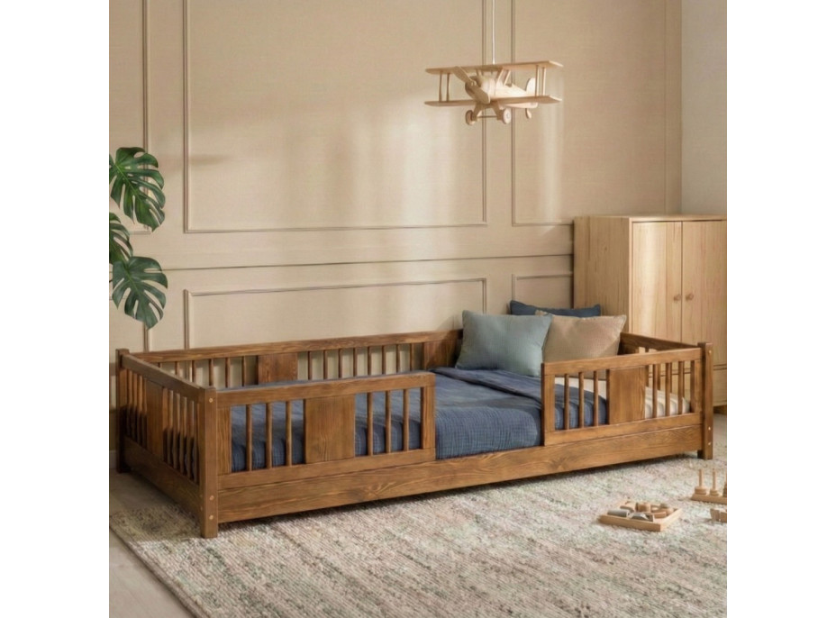 Detská Montessori posteľ z masívu borovice LUNA - 160x80 cm