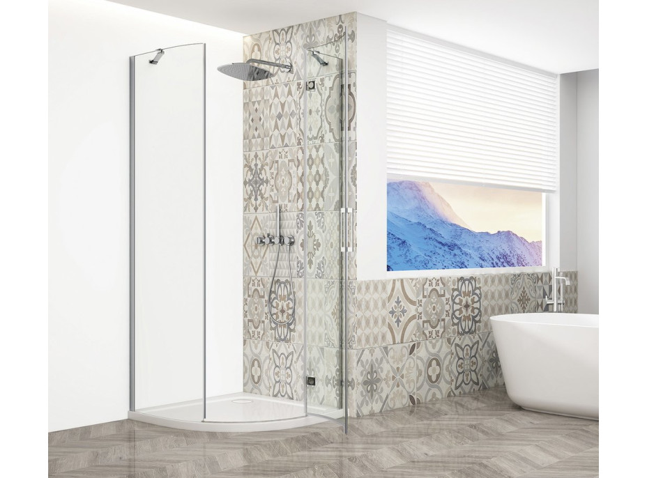 Gelco TRINITY CHROME štvrťkruhový sprchovací kút 900x900mm, číre sklo, pravé GT6590CR-CH