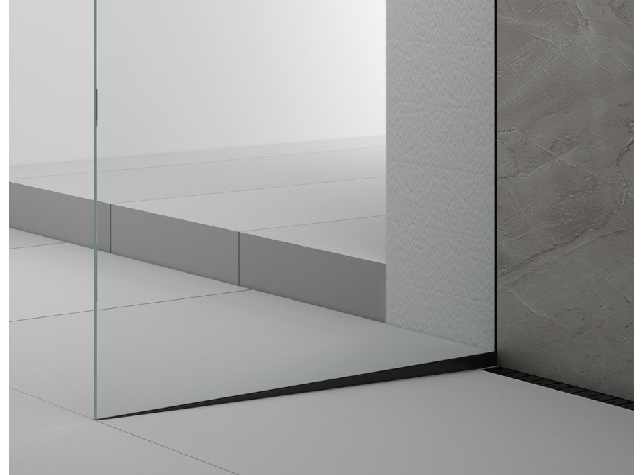 Polysan ARCHITEX sada na uchytenie skla podlaha-stena so spádovou lištou, 1615x2105mm, ľavá, čierna mat AX2116BL