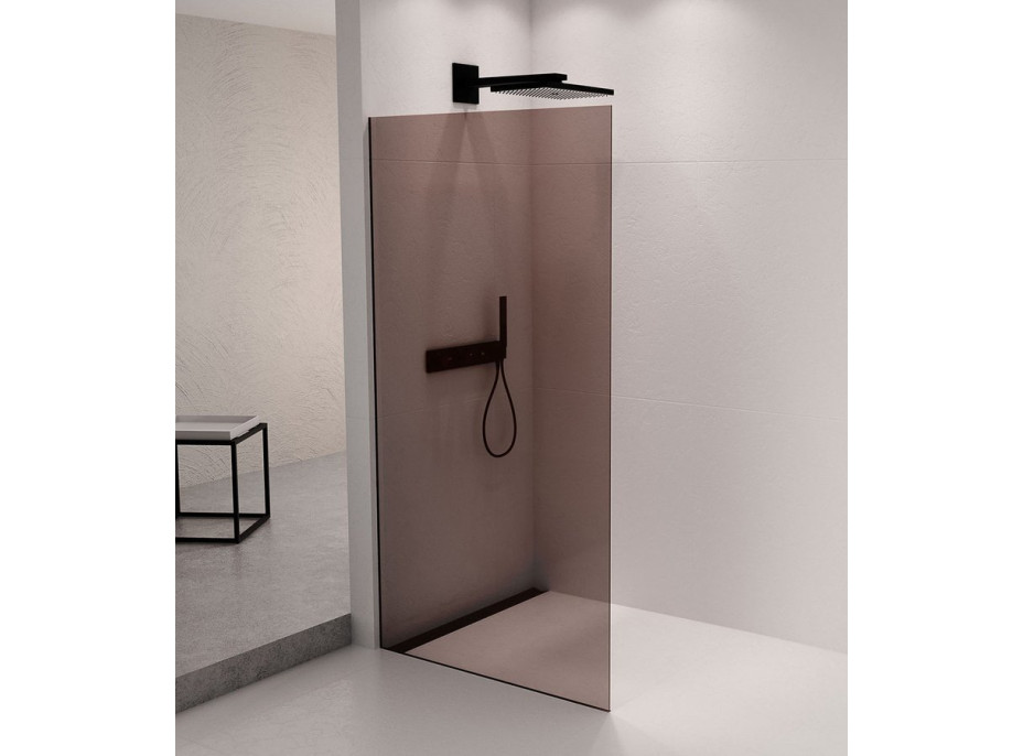 Polysan ARCHITEX sada na uchytenie skla podlaha-stena so spádovou lištou, 1615x2105mm, ľavá, čierna mat AX2116BL