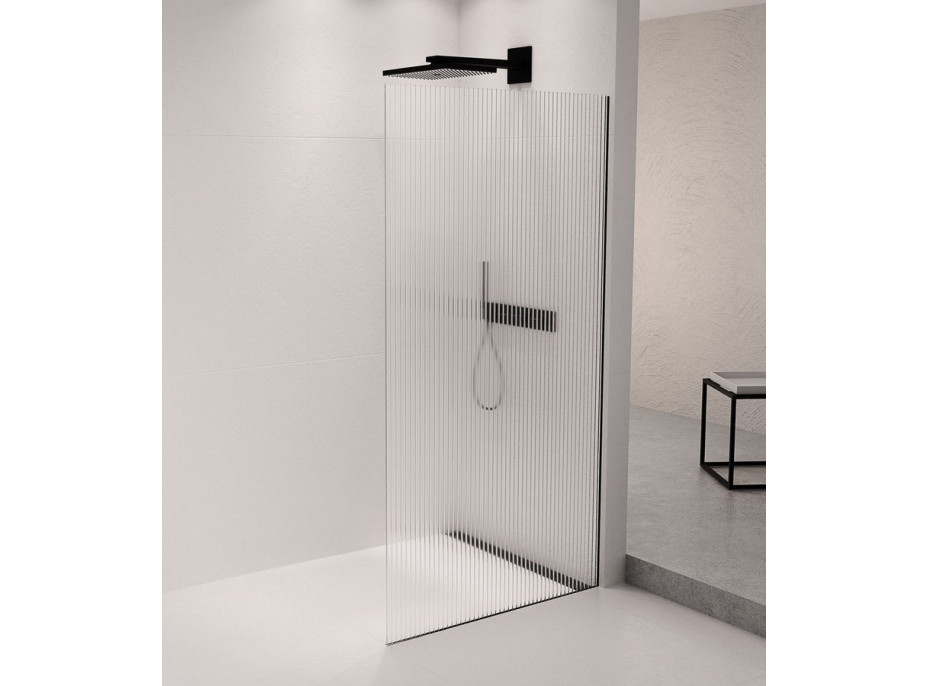 Polysan ARCHITEX sada na uchytenie skla podlaha-stena so spádovou lištou, 1615x2105mm, pravá, čierna mat AX2116BR