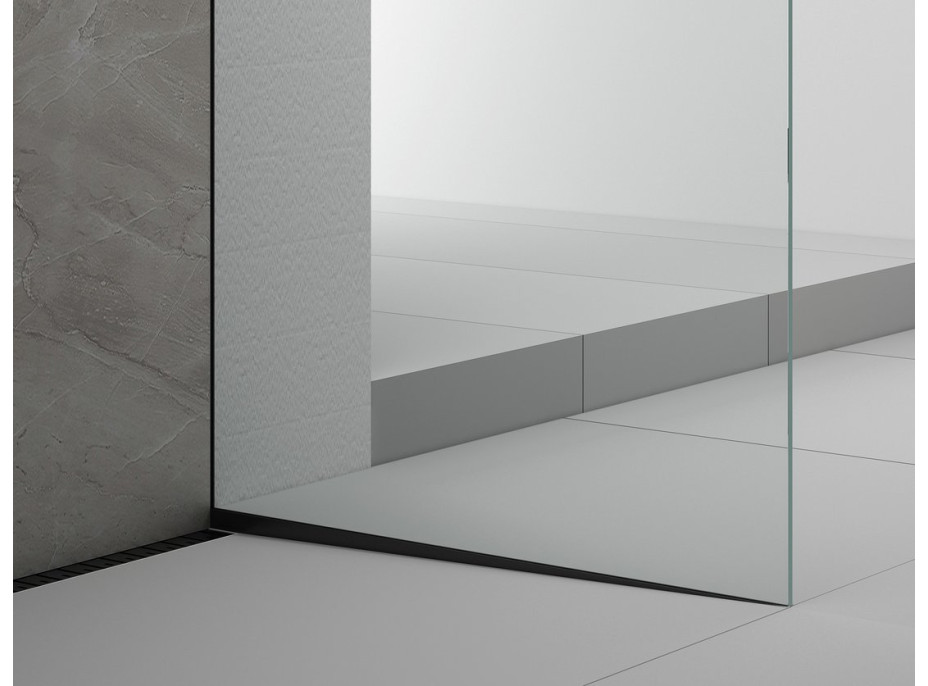 Polysan ARCHITEX sada na uchytenie skla podlaha-stena so spádovou lištou, 1615x2105mm, pravá, čierna mat AX2116BR