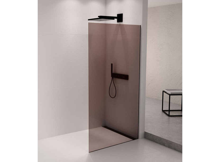 Polysan ARCHITEX sada na uchytenie skla podlaha-stena so spádovou lištou, 1615x2105mm, pravá, čierna mat AX2116BR