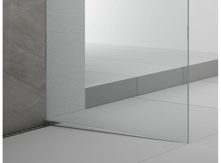 Polysan ARCHITEX sada na uchytenie skla podlaha-stena so spádovou lištou, 1615x2105mm, pravá, leštený hliník AX2116R