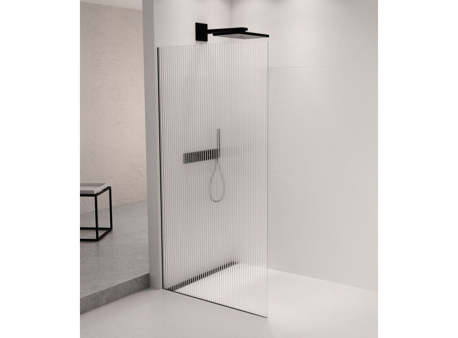 Polysan ARCHITEX sada na uchytenie skla podlaha-stena so spádovou lištou, 1615x2105mm, ľavá, čierna mat AX2116BL