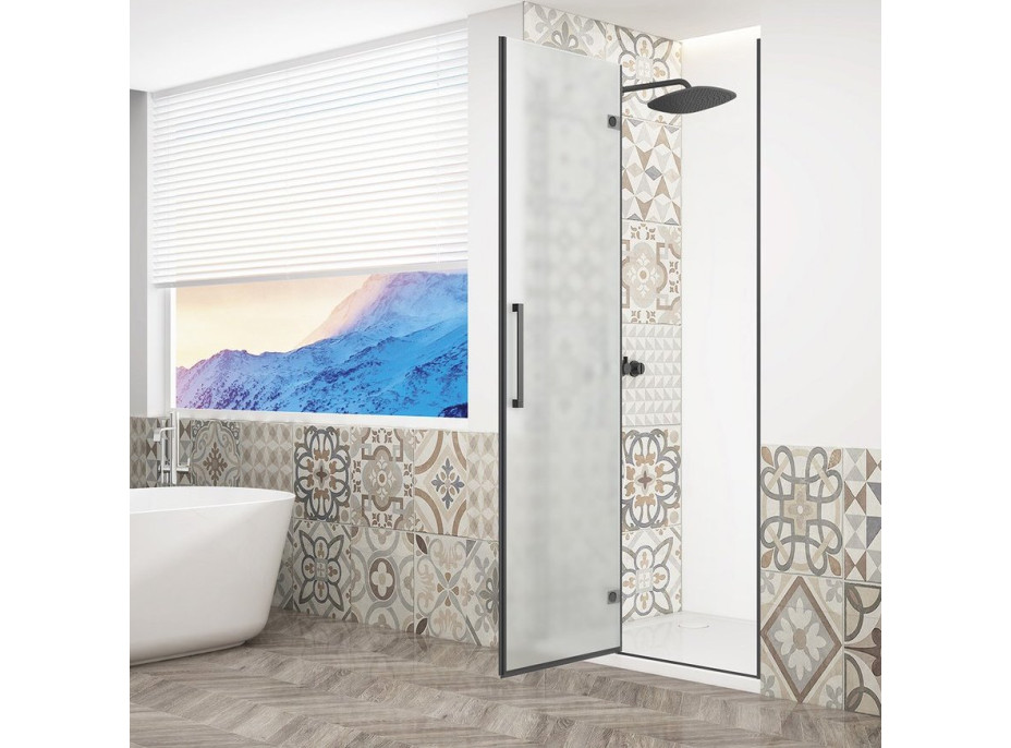 Gelco TRINITY BLACK sprchové dvere do niky 900mm, matné sklo, ľavé GT1290ML-B