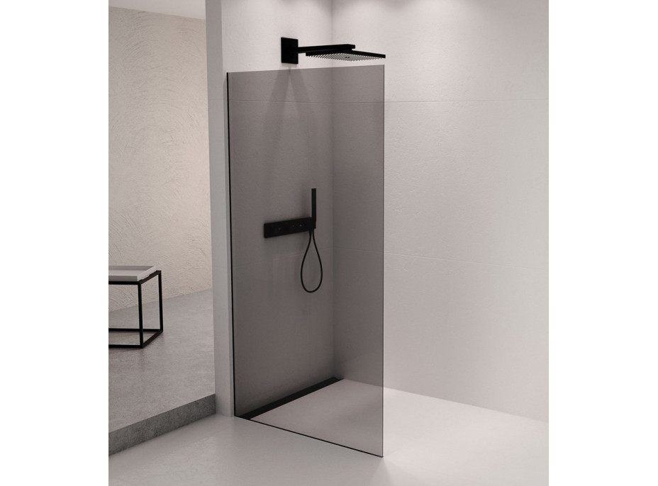 Polysan ARCHITEX sada na uchytenie skla podlaha-stena so spádovou lištou, 1615x2105mm, ľavá, čierna mat AX2116BL