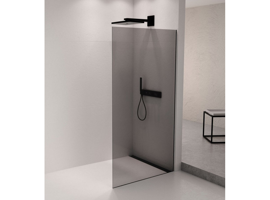 Polysan ARCHITEX sada na uchytenie skla podlaha-stena so spádovou lištou, 1615x2105mm, pravá, čierna mat AX2116BR