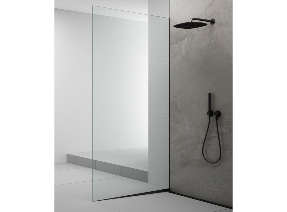 Polysan ARCHITEX sada na uchytenie skla podlaha-stena so spádovou lištou, 1615x2105mm, ľavá, čierna mat AX2116BL