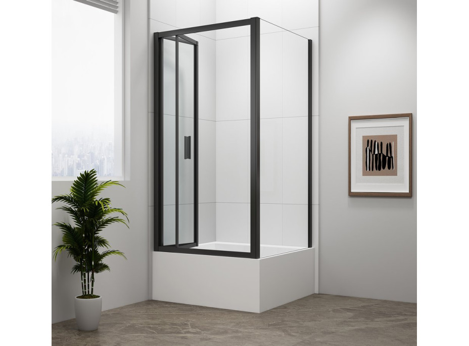 Polysan DEEP BLACK obdĺžnikový sprchovací kút 1000x900mm L/P variant, číre sklo MD1910B-02