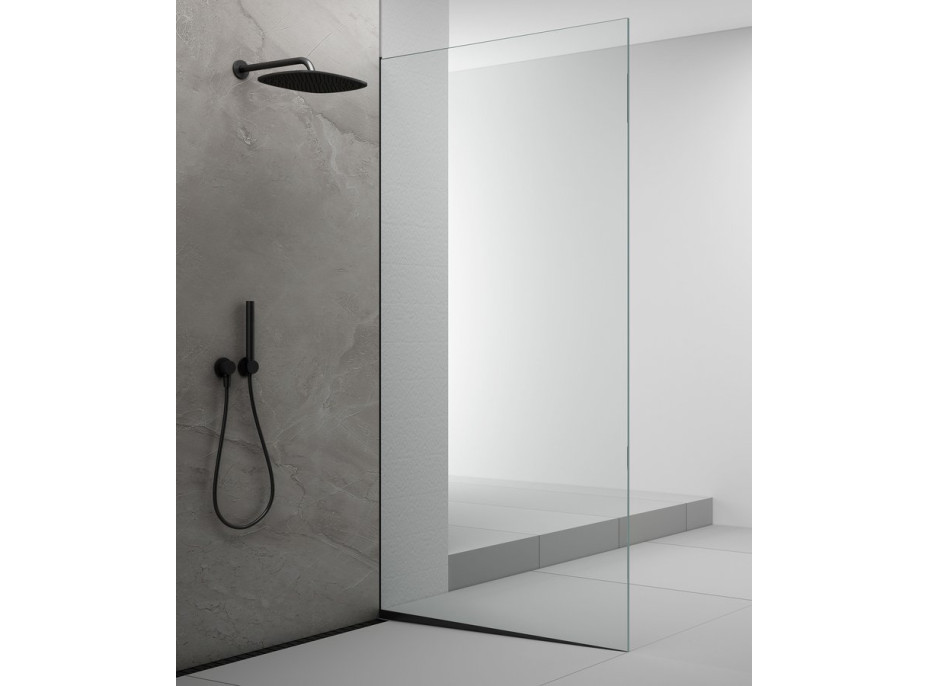 Polysan ARCHITEX sada na uchytenie skla podlaha-stena so spádovou lištou, 1615x2105mm, pravá, čierna mat AX2116BR