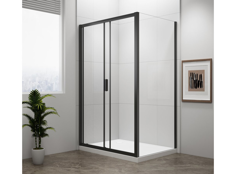 Polysan EASY BLACK obdĺžnikový sprchovací kút 1000x800mm, číre sklo L/P variant EL1015B-02