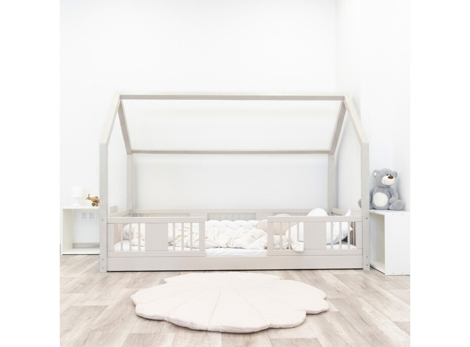 Detská domčeková Montessori posteľ z masívu borovice LUNA L - 160x80 cm