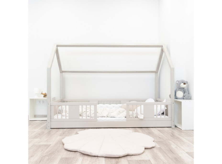 Detská domčeková Montessori posteľ z masívu borovice LUNA L - 180x80 cm