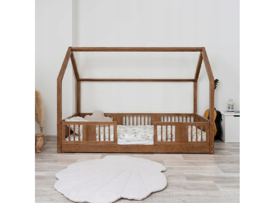 Detská domčeková Montessori posteľ z masívu borovice LUNA L - 200x90 cm