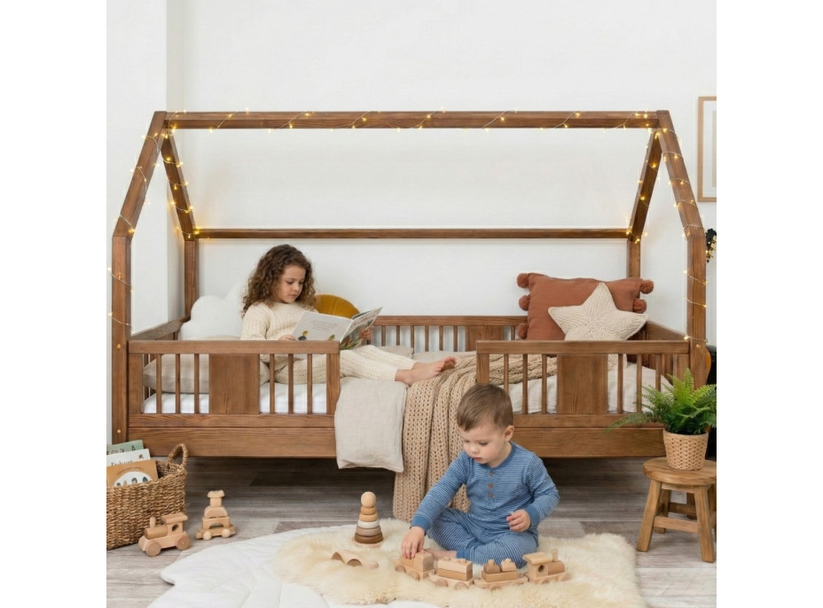 Detská domčeková posteľ z masívu borovice LUNA L 20 - 160x80 cm