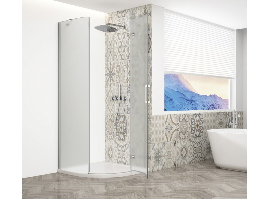 Gelco TRINITY CHROME štvrťkruhový sprchovací kút 900x900mm, matné sklo, pravé GT6590MR-CH