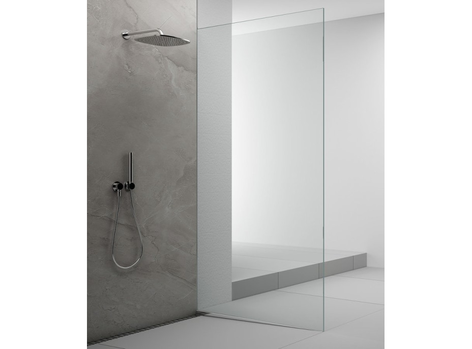 Polysan ARCHITEX sada na uchytenie skla podlaha-stena so spádovou lištou, 1615x2105mm, pravá, leštený hliník AX2116R