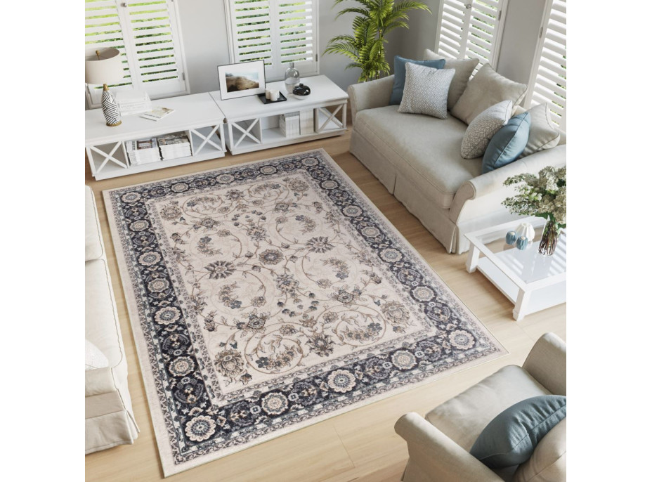 Kusový koberec COLORADO Rim - biely/modrý, 120x170 cm