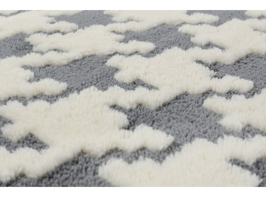 Plyšový koberec 3D Home - Clover - sivý, 140x200 cm