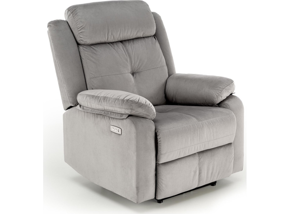 Elektrické polohovacie kreslo LORIS - čalúnené látkou - popolavo šedé