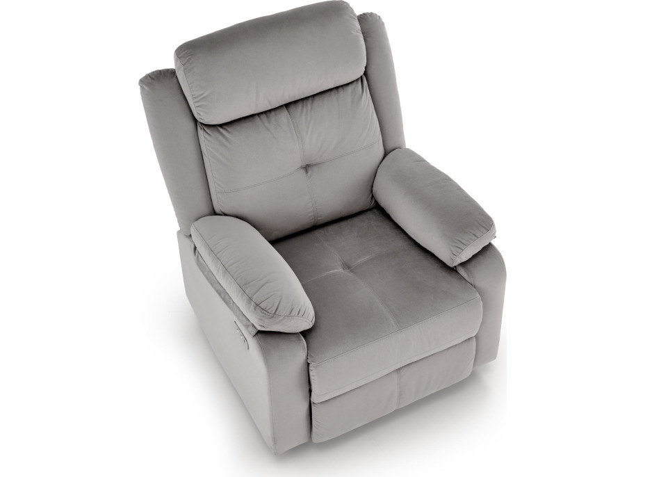 Elektrické polohovacie kreslo LORIS - čalúnené látkou - popolavo šedé