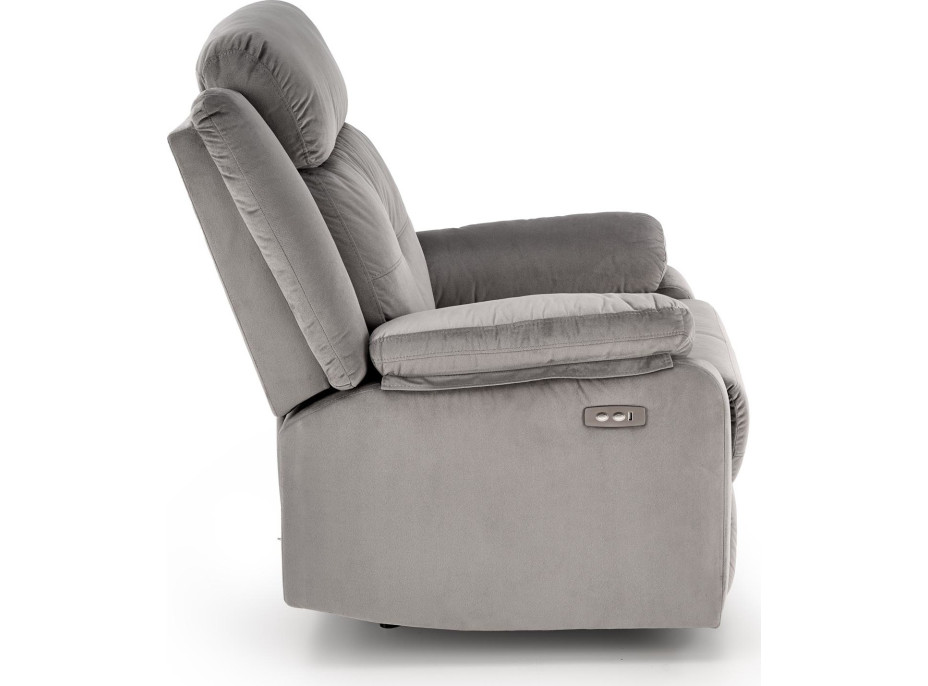 Elektrické polohovacie kreslo LORIS - čalúnené látkou - popolavo šedé