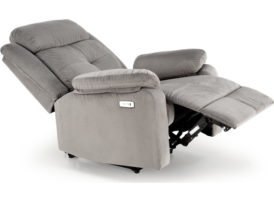 Elektrické polohovacie kreslo LORIS - čalúnené látkou - popolavo šedé